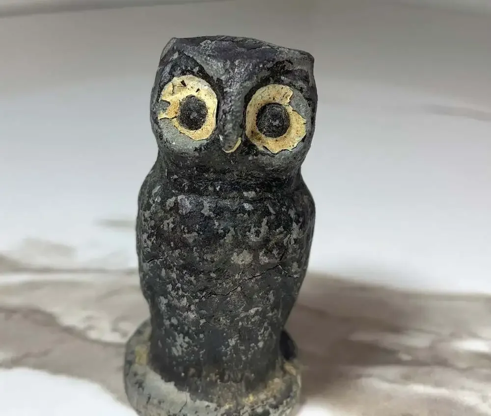 Cast Iron Antique Owl Paperweight black
